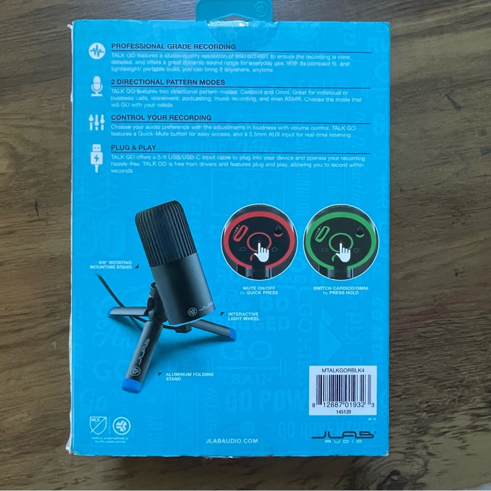 JLab Talk Go USB Microphone - Black and Blue - Picture 2 of 7
